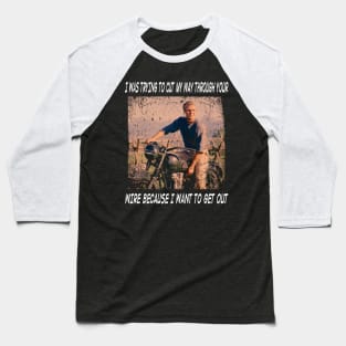 Escape with McQueen The Great Film Tees for Classic Cinema Lovers Baseball T-Shirt